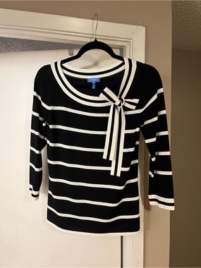 Escada Sport Striped Nautical Bow Knit Top